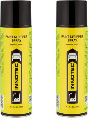 Produktbild von 2 Stück Innotec Abbeizspray Paint Stripper Spray - Hochwirksamer Lack Entferner für Holz, Metall, Stein und Beton - Einfache Anwendung - Abbeizer