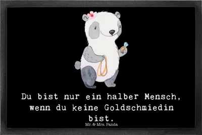 Produktbild von Mr. & Mrs. Panda Schmutzfangmatte Goldschmiedin Herz 40 x 60 cm - Schwarz - Geschenk, Schmuckgeschäft, Fußabstreifer, Fußabtreter, Spruch, Eingangsteppich, Türvorleger