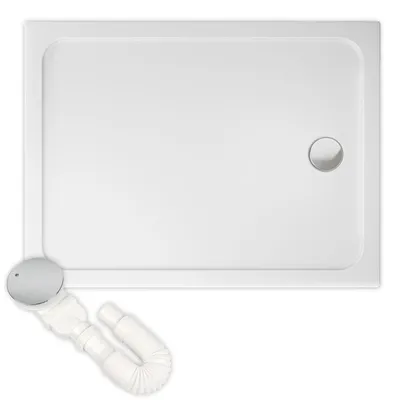 Produktbild von AQUENITH Duschwanne 80x90cm Duschtasse Komplett Set Extra Flach Eckig Acryl Weiß Dusche Acrylwanne für Duschabtrennung Duschkabine, inkl. Ablaufgarnitur