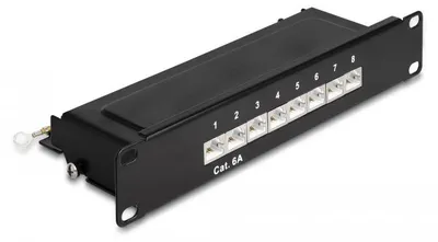 Produktbild von 10" Patchpanel 8 Port Cat.6A (schwarz, 1 HE)