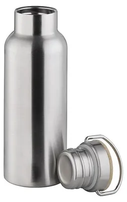 Produktbild von APS 66905 Trinkflasche H2O YEAH!, Edelstahl mattiert, 0,5 Liter, Ø 7,5 cm, Höhe 24,5 cm
