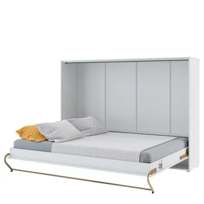 Image de Lit escamotable mural, modèle Concept Pro CP-04, horizontal, dimensions 140x200 cm, pour chambre à coucher, finition blanche mate