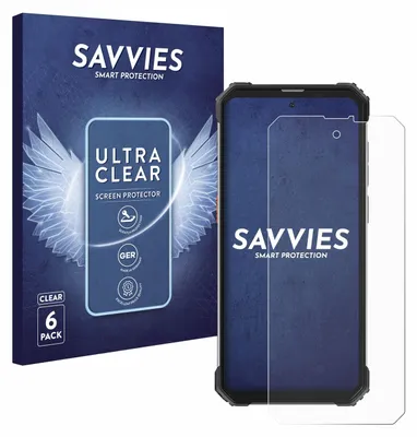A product shot showing the packaging and a screen protector on a phone.