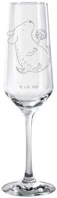 Produktbild von Mr. & Mrs. Panda Champagnerglas Hund Keks - Transparent - Geschenk, graviertes sektglas, Sprüche, Sektkelch, Hundekekse, glücklich, Glas, graviert, Leckerli, Hungrig