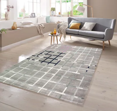 Produktbild von Designer Teppich in Grau Lila Blau Türkis Größe - 120 x 170 cm