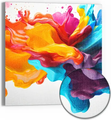 Produktbild von DEQORI Hybrid Leinwand Bild 50x50 cm 'Wellen der Vitalität' Wandbild Glas flach modern