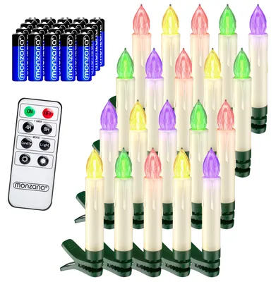 Obrázek produktu pro DEUBA® LED svíčky na vánoční stromek bezdrátová sada 20 barevných svíček s časovačem na baterie Svíčky na vánoční stromek Svíčky na vánoční stromek pohádková světla Osvětlení vánočního stromku