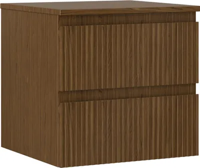 Produktbild von Mexen Rivel Badezimmerschrank 50 cm mit Waschbeckenunterschrank, 2 Schubladen, geriffelt, Nussbaum - 91A20-05047-2-BFFC86