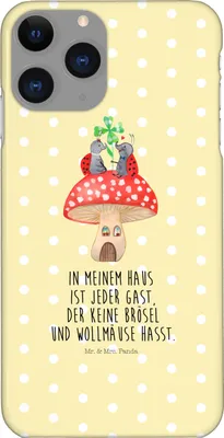 Produktbild von Mr. & Mrs. Panda Iphone 11 Pro Handyhülle Marienkäfer Fliegenpilz - Gelb Pastell - Geschenk, Wohnung, Zuhause, Haus, Premium Kunststoff, Fleigenpilzhaus, Handy Case