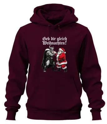 Immagine prodotto di Preparatevi al Natale! Viking Nordic Yulnacht Christmas Unisex Felpa con cappuccio, Borgogna, M