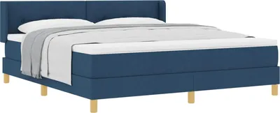 Immagine prodotto di Letto boxspring con materasso e testiera blu 200 x 180 cm in tessuto