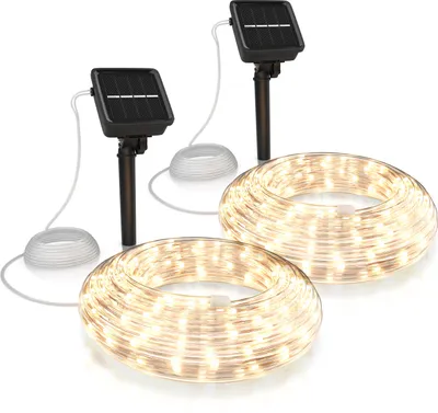 Produktbild von BEARWARE 2x LED-Lichterkette, Solar 10m warmweiß, Innen & Außen, Solarpanel mit Akku, 100 Leds, IP44