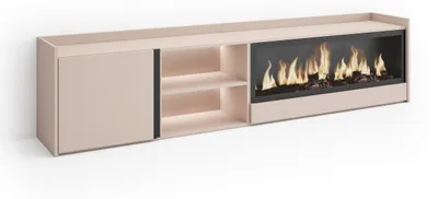 Produktbild von TV-Möbel Holzeffekt beige 212x35x50cm Kamin mit Feuereffekt XXL