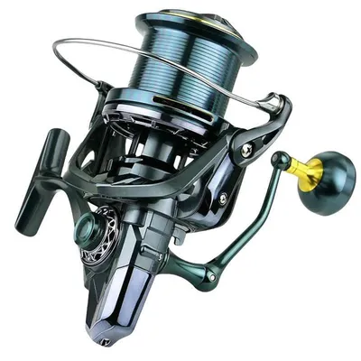 Imagen del producto de YUMOSHI TC12000: Carrete de de alta calidad, totalmente metálico, con sistema de frenado sin holgura (zero-backlash) y relación de engranajes de 4,7:1, ideal para la pesca de peces grandes