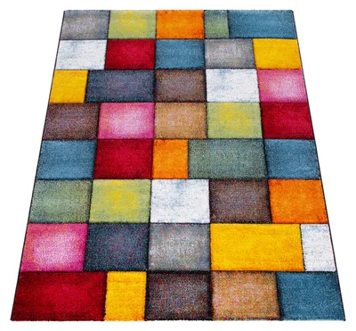 Produktbild von Teppich Wohnzimmer Kinderzimmer Kurzflor Modernes Geometrisches Muster 3D Effekt Grösse 160x230 cm