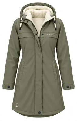 Productafbeelding van Dry Fashion dames regenjas Oslo - Polyurethanjas voor buitenshuis, kleur olijgroen, maat 50