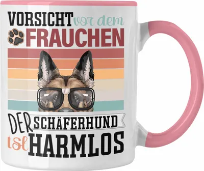 Produktbild von Trendation - Schäferhund Besitzerin Frauchen Tasse Geschenk Lustiger Spruch Geschenkidee Vorsicht Vor Dem Frauchen (Rosa)