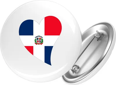 Produktbild von Huuraa Button Dominikanische Republik Flagge Herz 25mm rund mit Sicherheitsnadel Ansteckbutton Geschenkidee