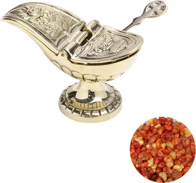 Produktbild von Set 1x Weihrauchschiffchen Gelbgold 1x Löffel 1x Salomo 100g Weihrauchmischung