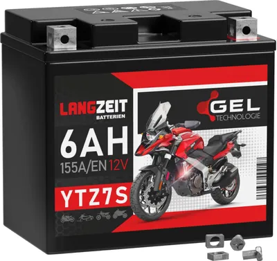 Produktbild von Langzeit Gel Motorradbatterie YTZ7S 6Ah 12V