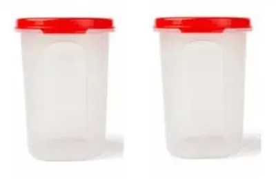 Immagine prodotto di TUPPERWARE Contenitore rotondo da 440 ml, colore rosso (2 pezzi). Contenitore decorativo "Deko Back Zauber" per cialde di caffè