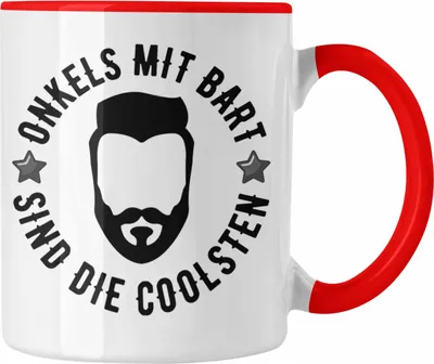 Produktbild von Trendation - Onkel mit Bart Tasse Geschenk Kaffeetasse Geschenkidee (Rot)