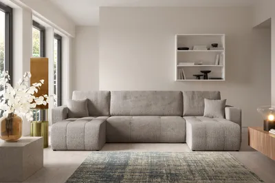 Produktbild von Furnisell U-Form Sofa mit Bettkasten Schlaffunktion "VERITA U", Dunkelgrau