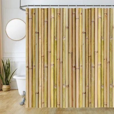 Produktbild von Duschvorhang Bamboeoptik, wasserdicht, 200 x 180 cm, mit Ringen, für das Badezimmer