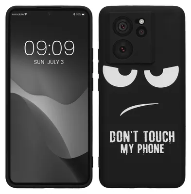 Produktbild von kwmobile Hülle kompatibel mit Xiaomi 13T / 13T Pro - Handyhülle Silikon Case - Don't touch my Phone Weiß Schwarz