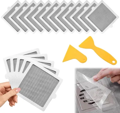 Obrázok produktu pre Samolepiace filtre do sprchy, 40 kusov, s 2 škrabkami, na ochranu odtoku