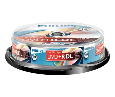 Produktbild von Philips DVD-Rohlinge, 240Min, 8.5GB, bedruckbare Oberfläche, Speed 8x, Spindle (10 Disc)