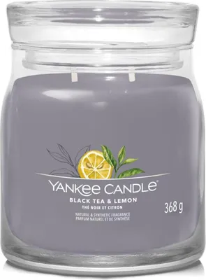 Produktbild von Yankee Candle Black Tea & Lemon, Rund, Grau, Black tea (leaf), Zitrone, Moschus, Vanille, 50 h, 1 Stück(e)