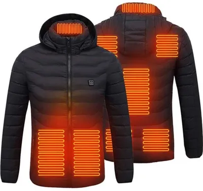 Unisex Winter Hoodie - 8 Heizzonen - Schwarz - Elektrisches Outdoor Sweatshirt - Perfekt zum Angeln und Campen