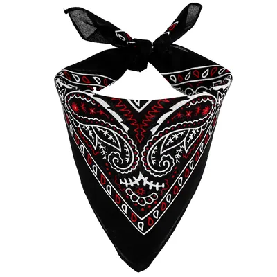 Produktbild von Bandana Tuch Paisley Muster 02 schwarz rot weiß quadratisches Kopftuch