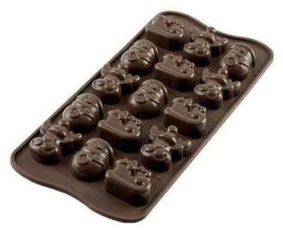 Silikon-Pralinenform, 25 Vertiefungen, 33x27x15 mm, braun