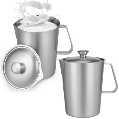 Edelstahl-Milchkännchen 2 l mit Deckel und Skala
