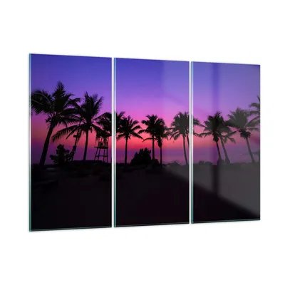 Produktbild von Bilder auf glas - Sonnenuntergang dämmerung sonne palme - 105x70cm - Glasbilder - Wandbilder - Kunstdruck - Wanddekoration aus Glas - Glas Bilder - Wandbild auf Glas - GCE105x70-2788