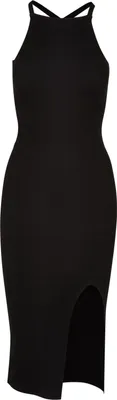 Produktbild von Urban Classics Ladies - Midi Rib Knit Kleid schwarz - 3XL