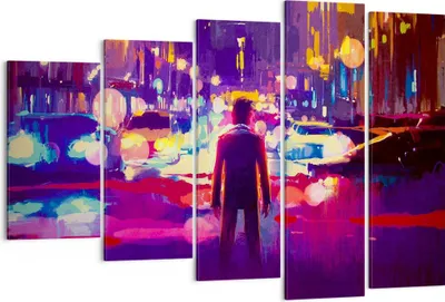 Produktbild von Bild auf Leinwand - Leinwandbild - futuristisch Grafik Stadt Beleuchtung - 150x100cm - Wand Bild - Wanddeko - Leinwanddruck - Bilder - Kunstdruck - Leinwand bilder - Wandkunst - EG150x100-3189