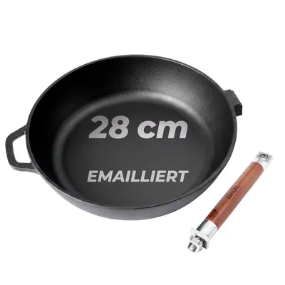 Produktbild von BIOL Emaillierte Gusseisen-Bratpfanne 28 cm mit abnehmbarem Holzgriff
