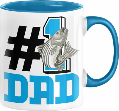 Produktbild von Fischer Nummer 1 Dad Vater Tasse Geschenk Angler Papa Geschenkidee Bester Papa Der Welt Vatertag Lustige Geschenkidee (Blau)