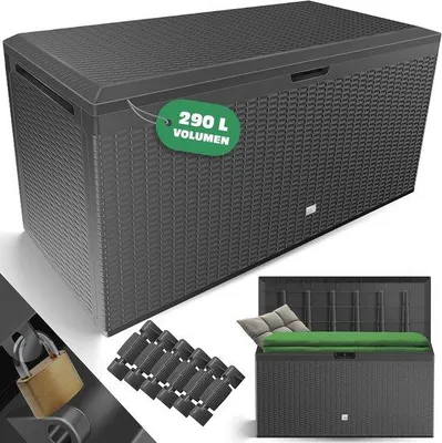 Produktbild von Famanu Aufbewahrungsbox 290 Liter mit Rollen - Gartenbox in Rattanoptik