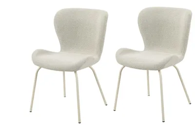 Produktbild von Hela Tische, 2er SET Esszimmerstuhl Lagos - Bezug Webstoff Beige - Rundrohrgestell Pulverbeschichtung - gebogender Sitz+Rücken - 140kg belastbar