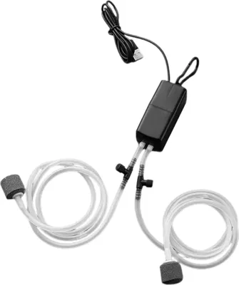Image de Pompe à oxygène d'aquarium USB, portable, silencieuse, double sortie, mini-air de pêche pour la maison, aquarium, noir