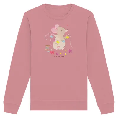 Produktbild von Mr. & Mrs. Panda Baumwoll Pullover Maus Basteln Größe L - Canyon Pink - Geschenk, Bio, Pulli, Sweater, DIY, Kreatives, Sweatshirt