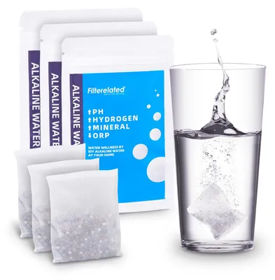 Produktbild von Alkalischer Wasserfilterbeutel Wasserfilter Filterkartusche - Tragbar - pH 9+ - 3 x 30 g