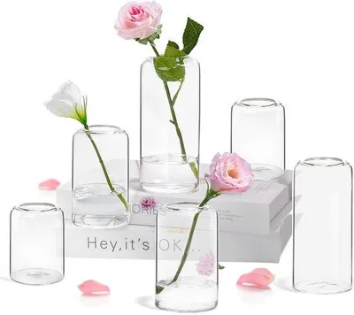 Image de Petits vases en verre pour la décoration de table, lot de 6