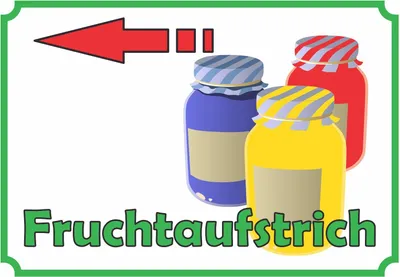 Produktbild von Fruchtaufstrich Marmelade Verkaufsschild Pfeil links  Hofladen Verkaufsförderung A2 (420x594mm)