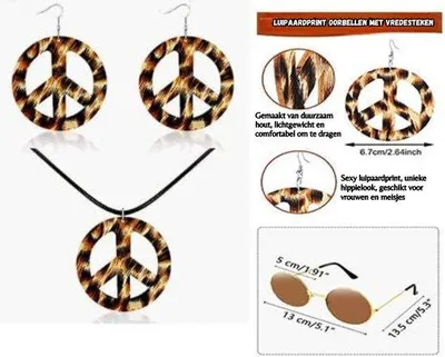 Produktbild von Famanu Karnevalskostüm Damen - 70er Jahre Hippie Outfit mit Accessoires
