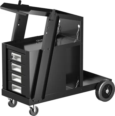 Image de Chariot de soudage avec 4 tiroirs et support bouteille de gaz 71 x 38 x 71 cm noir